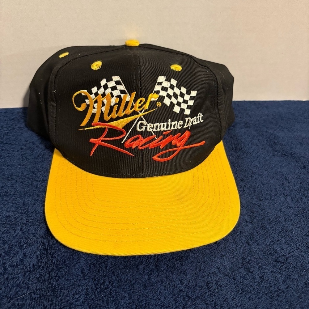 1995 Miller Genuine Draft MGD Beer NASCAR Racing Hat Cap Snapback Checker Flag